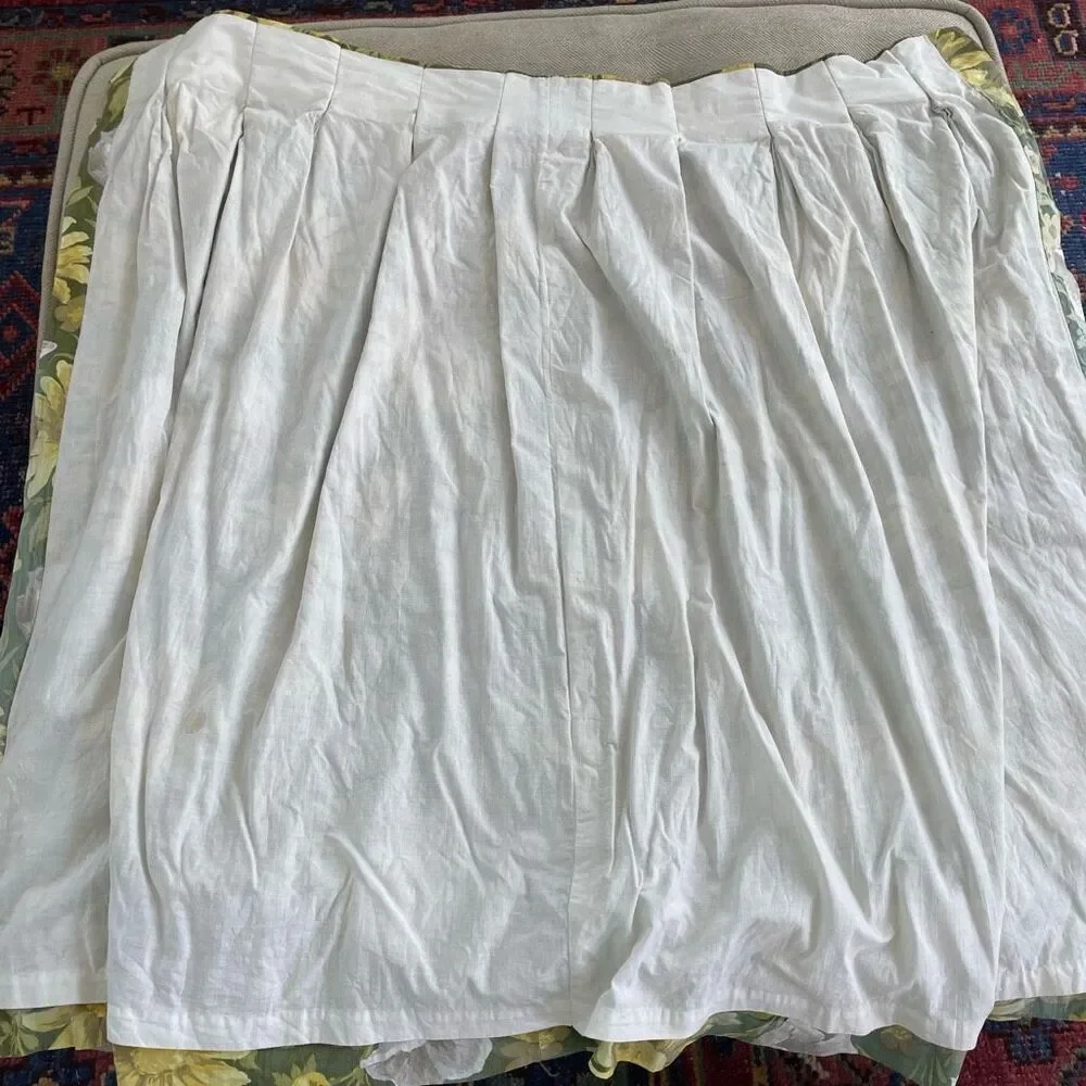 Vintage 60s Green Yellow White Floral Pinch Pleat Curtain Panel 42 x 43.5